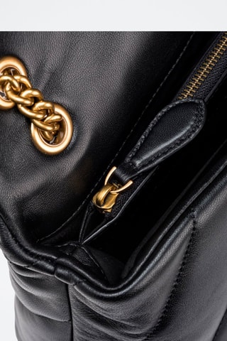 Sac bandoulière en cuir de mouton Love Puff - Noir