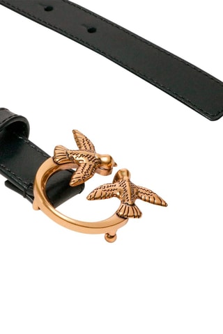 Cinto em couro Love Birds - Preto