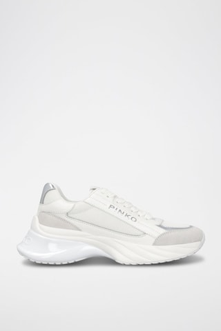 Leren Platform Sneakers Ariel 07 - Wit en Zilverkleurig