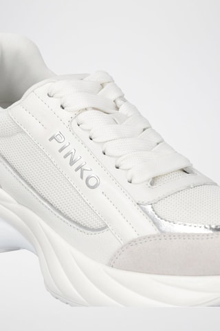 Leren Platform Sneakers Ariel 07 - Wit en Zilverkleurig