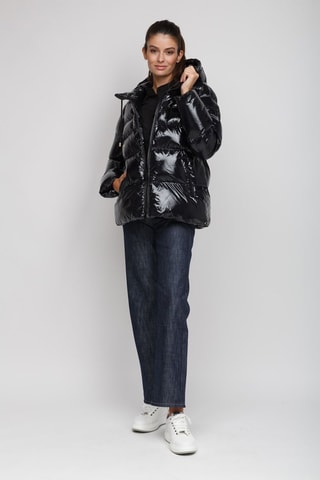 Gewatteerde Jas met Capuchon Eleodoro Caban Crystal Nylon C - Zwart