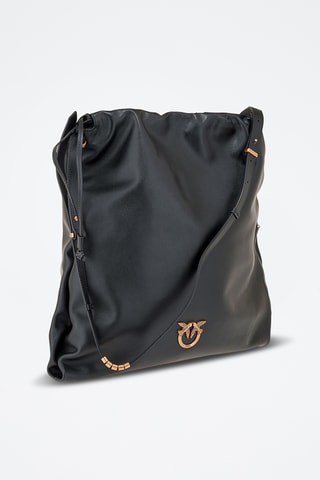 Mala a tiracolo de couro - Preto