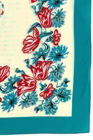 Zijden Sjaal - Ecru en Blauw