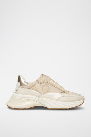 Kalfsleren Platform Sneakers - Beige