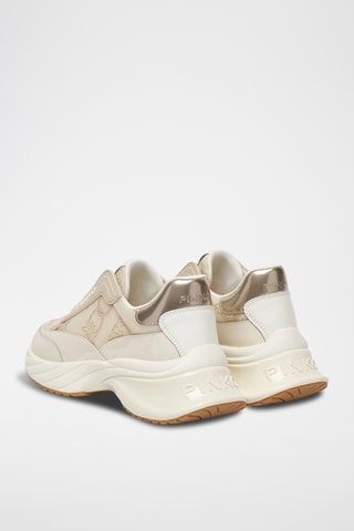 Kalfsleren Platform Sneakers - Beige
