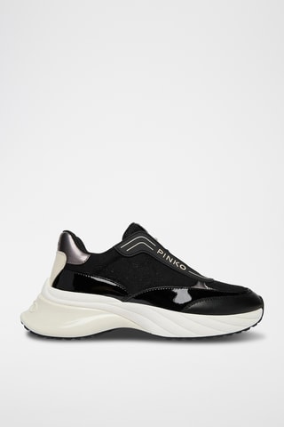 Kalfsleren Platform Sneakers - Zwart
