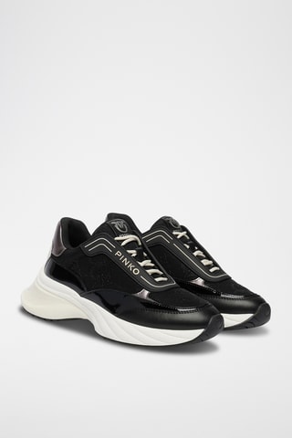 Kalfsleren Platform Sneakers - Zwart