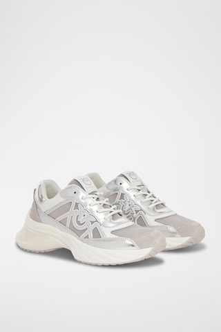 Leren Platform Sneakers - Zilverkleurig
