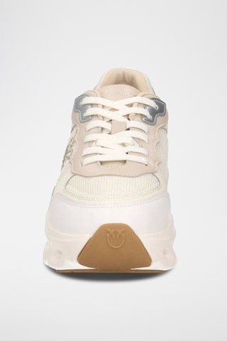 Kalfsleren Platform Sneakers - Wit en Beige