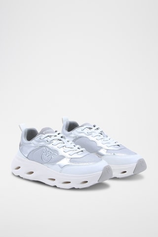 Kalfsleren Platform Sneakers - Lichtgrijs