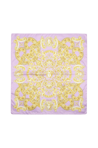 Lenço quadrado de seda - Malva e dourado