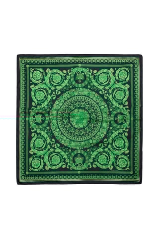 Lenço quadrado de seda - Preto e verde