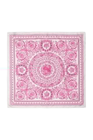 Lenço quadrado de seda - Branco e rosa