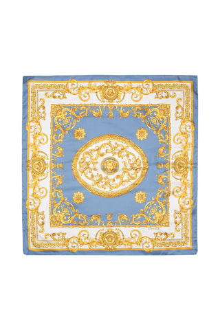 Lenço quadrado de seda - Cinzento e branco