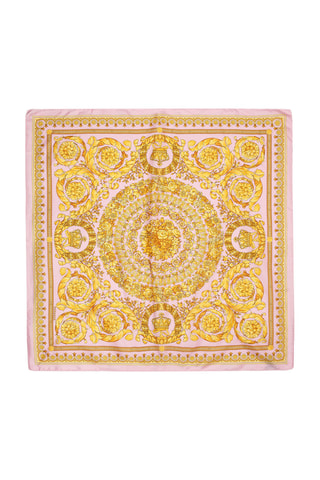 Lenço quadrado de seda - Malva e dourado