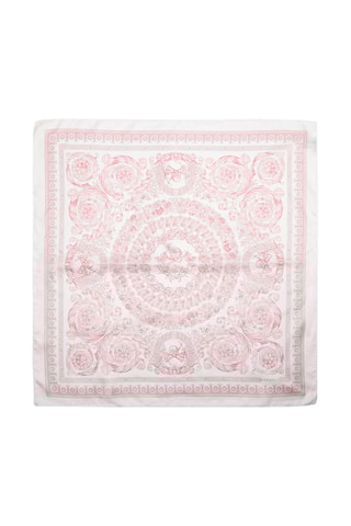 Lenço quadrado de seda - Branco e rosa-maquilhagem