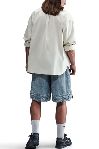 Short oversize de basketball en jean - Bleu-gris