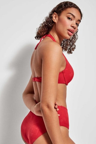 Slip bikini a vita alta - Rosso