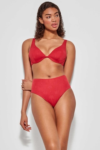 Slip bikini a vita alta - Rosso