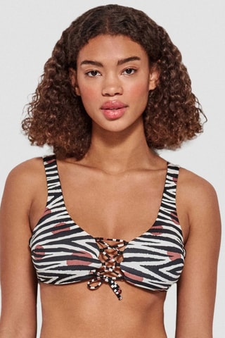 Reggiseno bikini con coppe double face - Bianco e nero