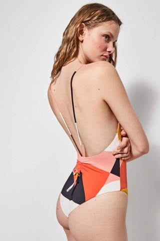 Costume intero con coppe - Rosso e giallo