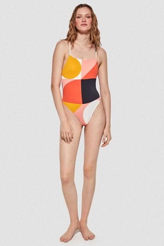 Costume intero con coppe - Rosso e giallo