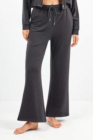 Pantaloni larghi a vita alta Loungewear - Nero
