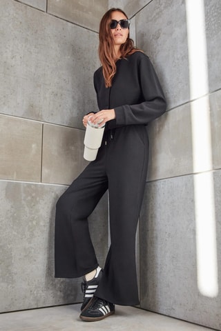 Pantaloni larghi a vita alta Loungewear - Nero