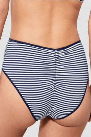 Slip bikini a vita alta - Bianco e blu