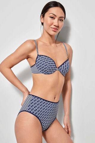 Slip bikini a vita alta - Bianco e blu