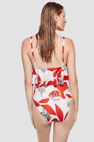 Costume intero con coppe - Bianco e arancione