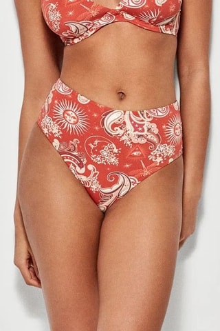 Slip bikini a vita alta - Bianco e rosso