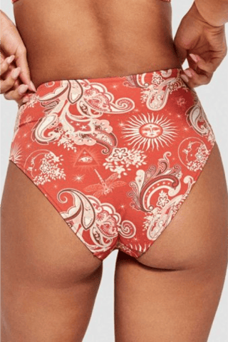 Slip bikini a vita alta - Bianco e rosso