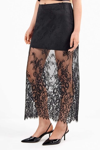 Gonna midi in pizzo a vita alta Party Edition - Nero