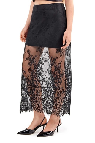 Gonna midi in pizzo a vita alta Party Edition - Nero