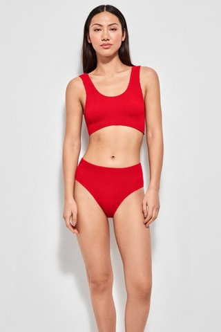 Slip bikini a vita alta - Rosso