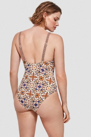 Costume intero con coppe - Bianco e arancione