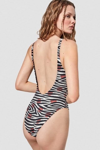 Costume intero con coppe double face - Bianco e nero