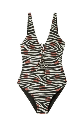 Costume intero con coppe double face - Bianco e nero