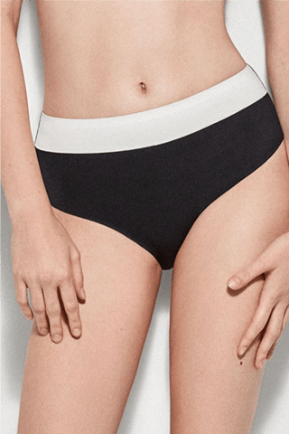 Slip bikini a vita alta - Nero