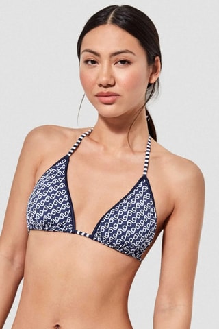 Reggiseno bikini con coppe - Bianco e blu