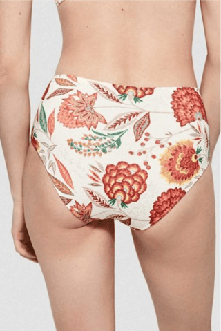 Slip bikini a vita alta - Bianco e arancione