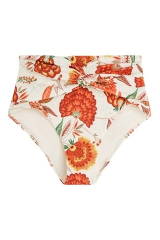 Slip bikini a vita alta - Bianco e arancione