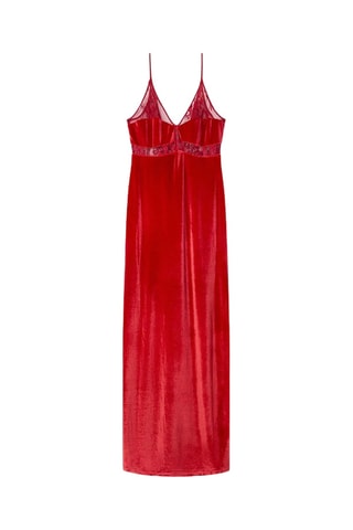 Abito lungo bimateriale - Rosso