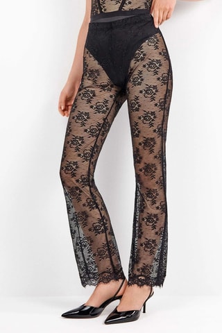 Pantaloni larghi in pizzo a vita alta Party Edition - Nero