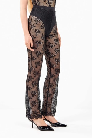 Pantaloni larghi in pizzo a vita alta Party Edition - Nero