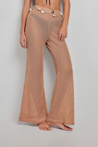 Pantaloni a vita alta Beach - Cammello