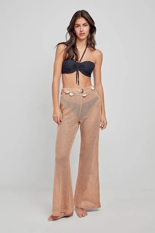 Pantaloni a vita alta Beach - Cammello