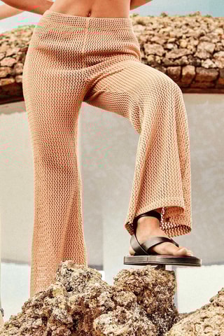 Pantaloni a vita alta Beach - Cammello