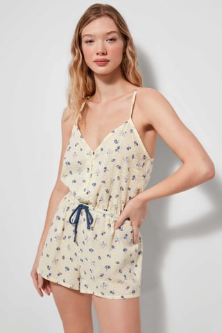 Tuta corta - Beige e blu